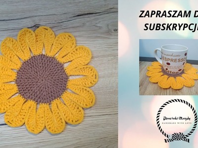Słonecznik podkładka pod kubek na szydełku - jak zrobić. crochet sunflower