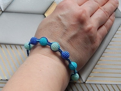 Bransoletka z muliny z koralikami DIY.mouline bracelet with DIY beads