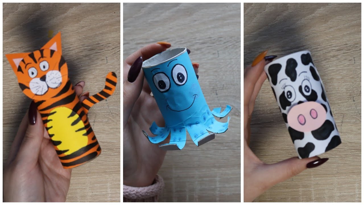 Zwierzaki z rolek po papierze toaletowym | Paper rolls animals DIY