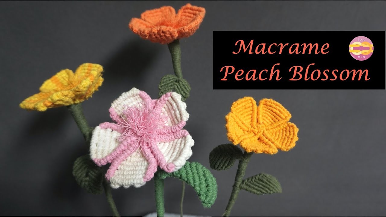 Macrame Flowers in Spring 5-Peach Blossom. Sakura.Macrame Flower Series