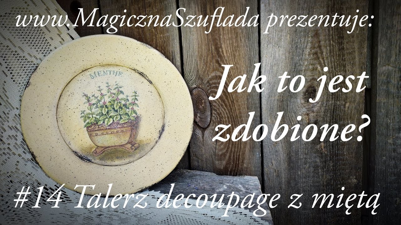 Talerz decoupage z miętą