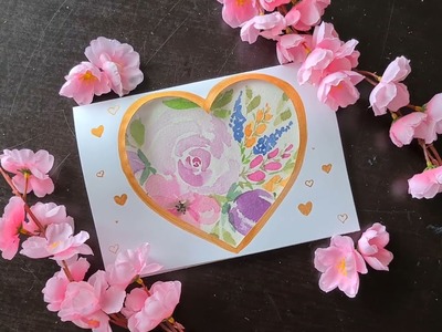 Kartka na Dzień Matki | Jak namalować luźne kwiaty akwarelą