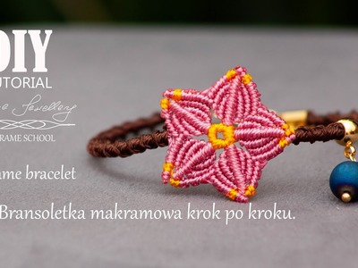 Makramowa bransoletka tutorial. Makramowy kwiat DIY. Macrame bracelet tutorial. Macrame flower