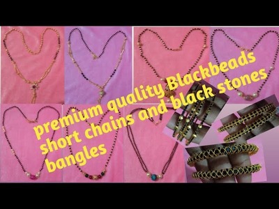 Premium quality blackbeads short chains and black stones Bangles.Nalla pusala short chains