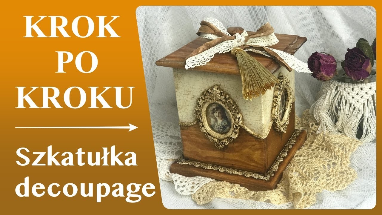 Pudełko retro z mini portrecikami  - tutorial decoupage