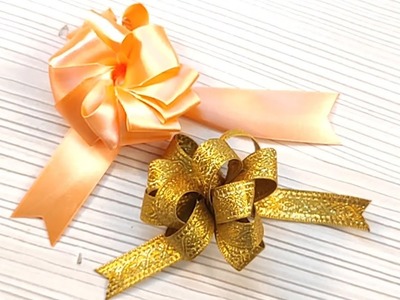 How to Make Ribbon Flower Bow | DIY Easy Ribbon Bow for a Gift | Красивый бант из лент для подарка