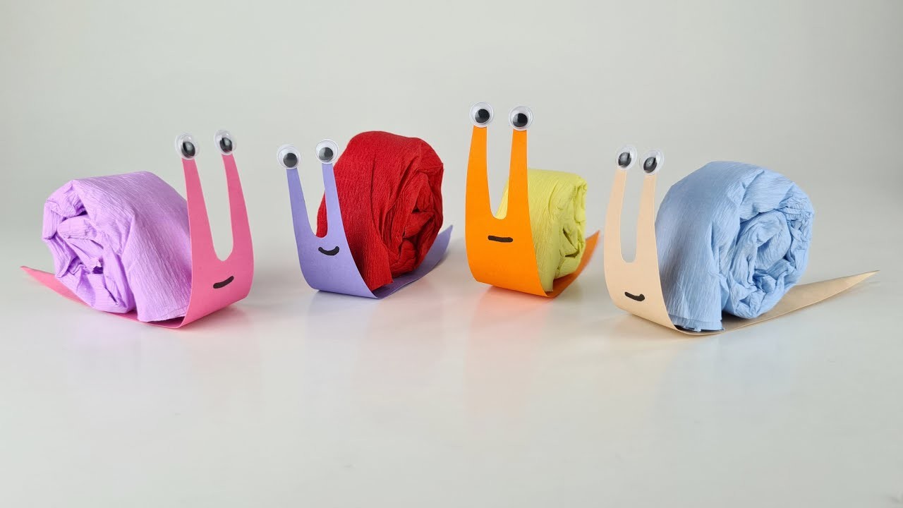 Jak zrobić ślimaka z papieru i bibuły | śmieszne kolorowe ślimaki | How to make paper snail 3D