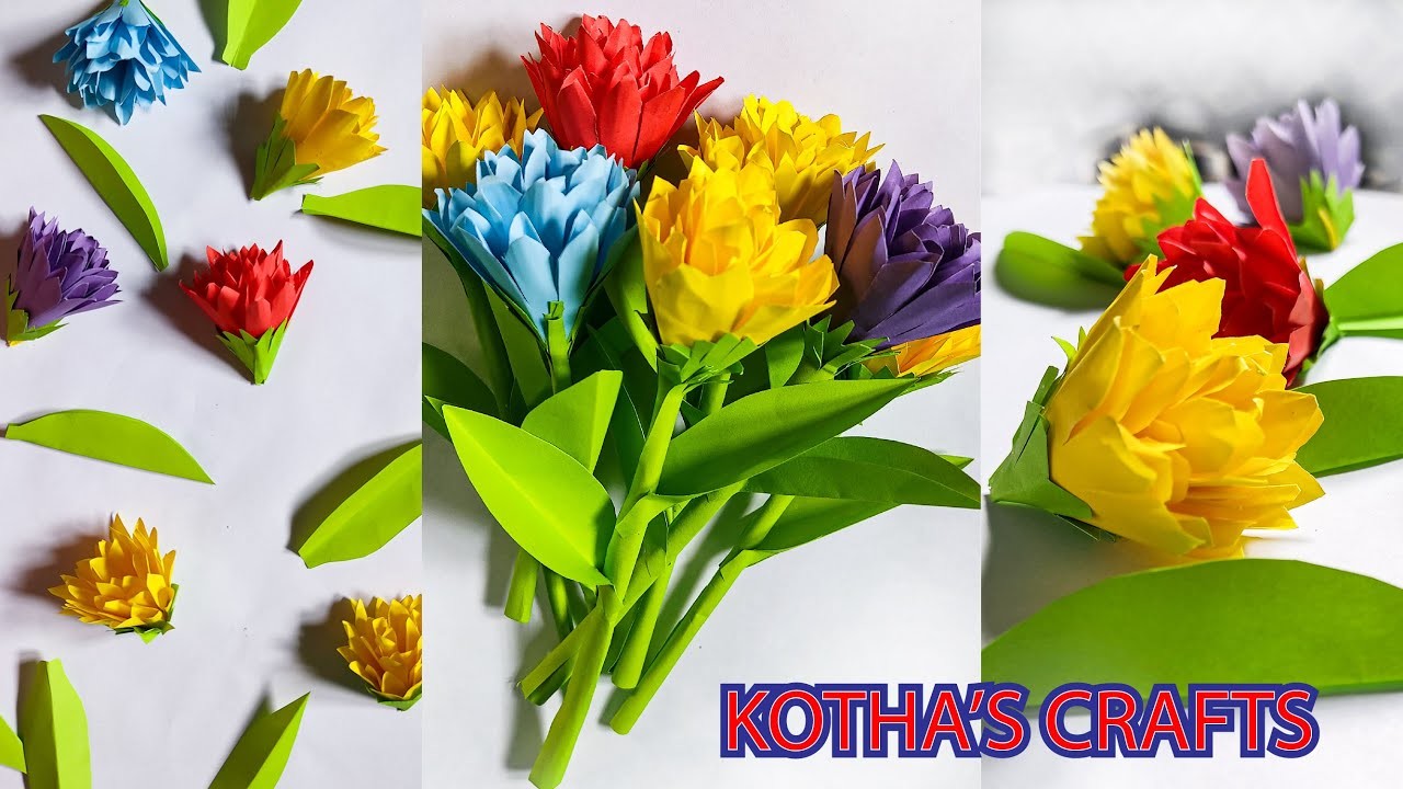 Easy paper flower craft | DIY paper flower making | Home décor | খুব সহজে তৈরী করুন কাগজের ফুল