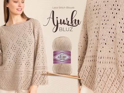 Alize Cotton Gold ile Ajurlu Bluz • Lace Stitch Blouse • АЖУРНАЯ БЛУЗКА