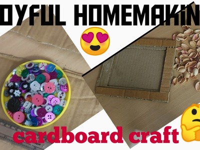 Cardboard craft ideas using Pista shell |How to make photo Frame at home| Button craft idea|DIY