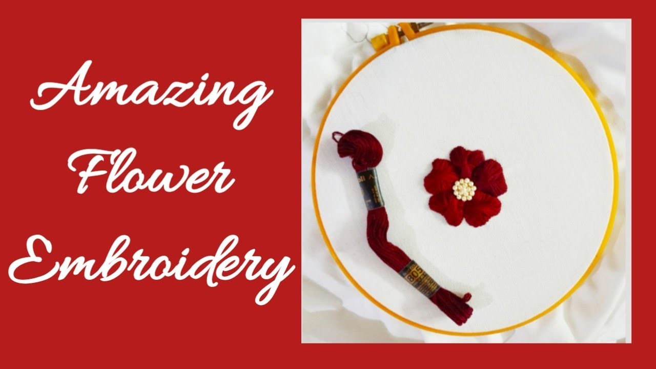 Hand Embroidery.Fantasy Flower Embroidery.Beautiful flower Embroidery.Easy Free Hand Stitches