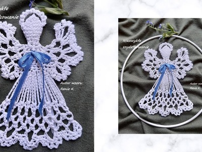 Aniołek 12 cm  szydełko. Wzór autorski.author pattern Renia K. Angel crochet tutorial