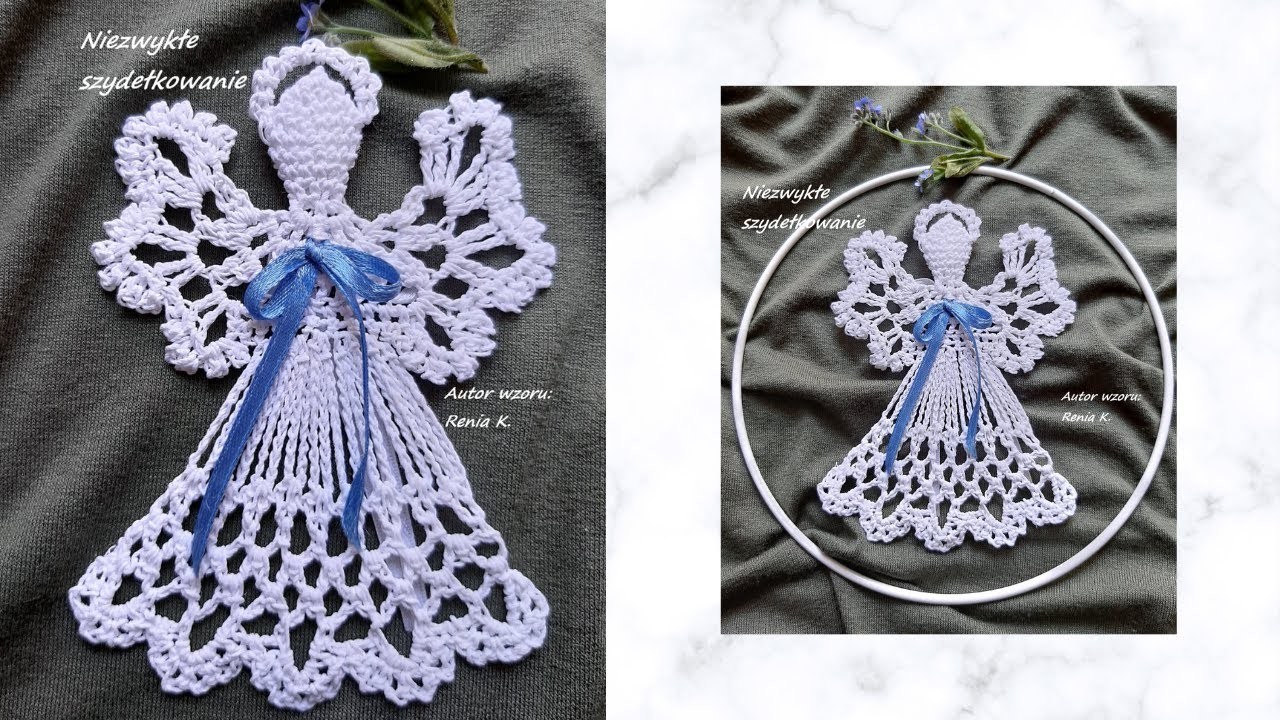 Aniołek 12 cm  szydełko. Wzór autorski.author pattern Renia K. Angel crochet tutorial