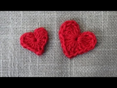 Małe serce na szydełku  2 cm i 3 cm crochet heart - sposób 4