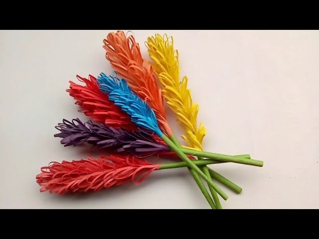 How to make beautiful lavender paper flower ||kagoj diye ful banano ||কাগজ দিয়ে ফুল বানানো