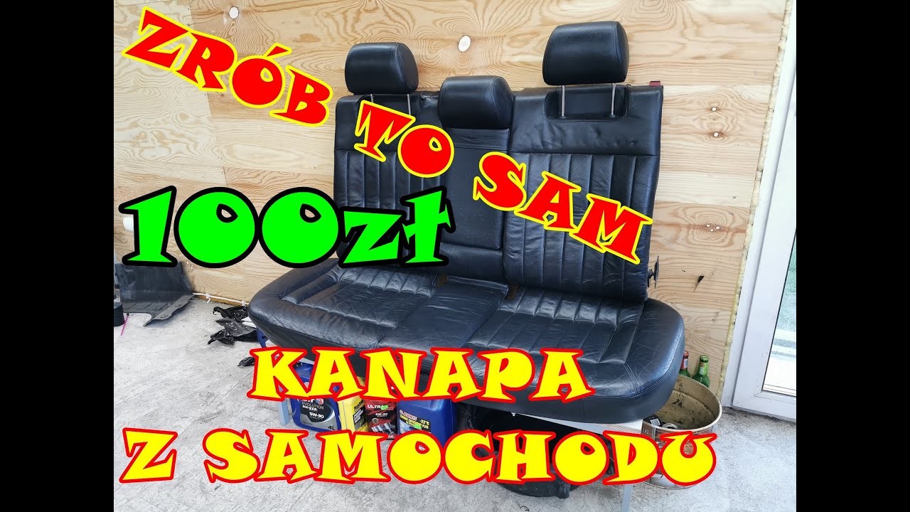 Kanapa z samochodu w garażu za 100zł - zrób to sam - skórzana