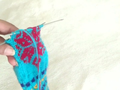 Socks???? कैसे बनाऐ in 4 niddles##Part-4##Flower design ????????