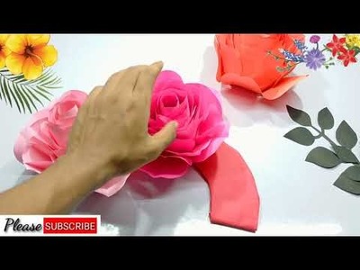Easy Paper Flower Backdrop Tutorial - DIY Paper Flower Wall Decoration Ideas|कागज के फूल. ওয়ালমেট