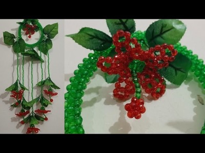 Beaded Flower | Beaded Flower Hanging |  How to make a beaded china rose wall hanging |পুতির জবা ফুল