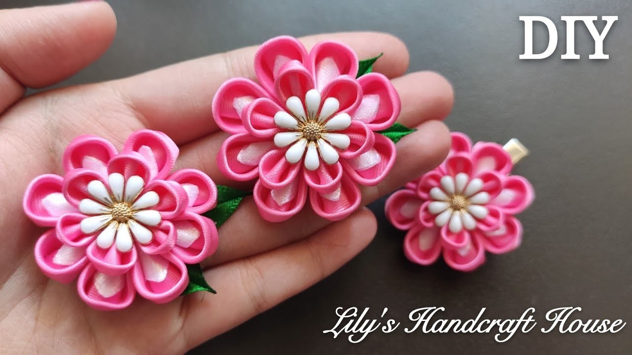 DIY ribbon flower.手作.Mk.Flor de fita
