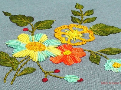 Hand Embroidery Shade Flower, Dual shade Flower Embroidery, Embroidery, সেলাই ক্লাস, सिलाई वर्ग-383