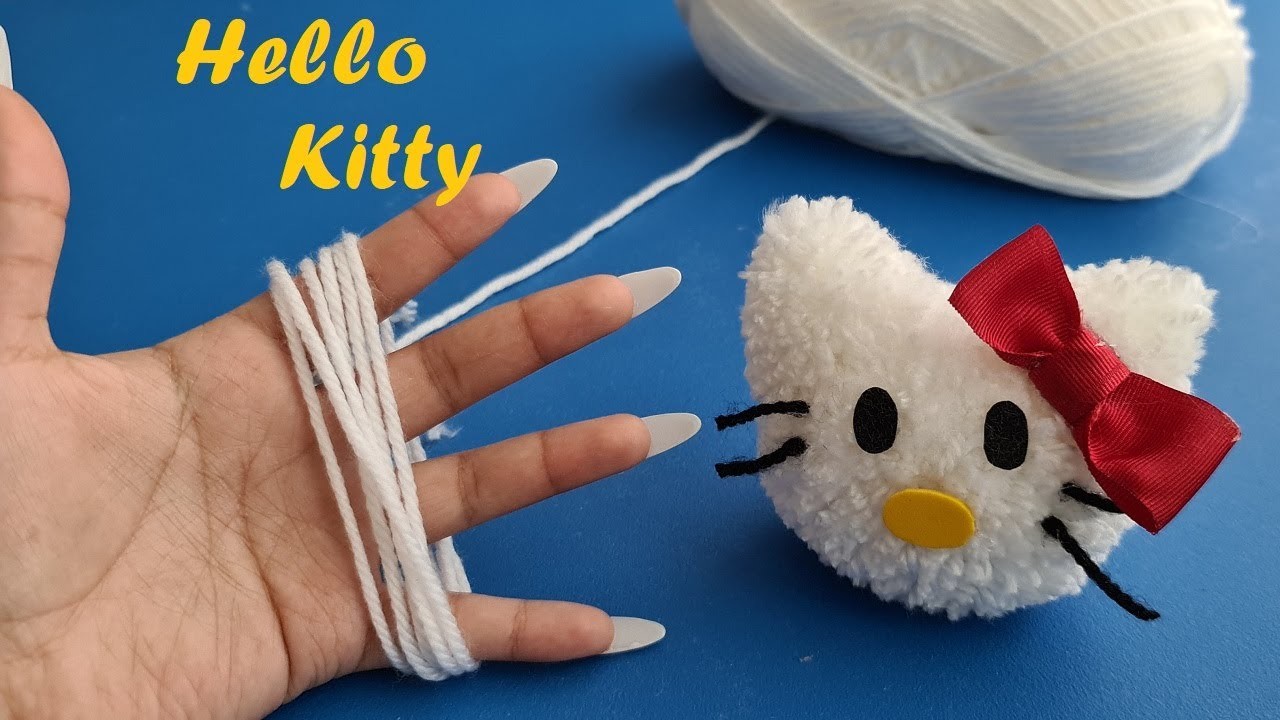 Llavero de lana de Hello Kitty - Paso a Paso
