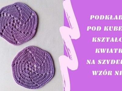 Podkładka pod kubek w kształcie kwiatka na szydełku, wzór nr 6