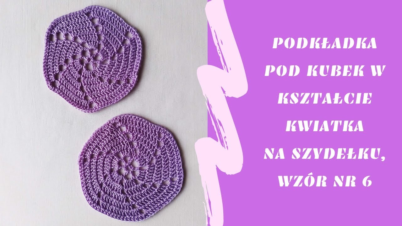 Podkładka pod kubek w kształcie kwiatka na szydełku, wzór nr 6