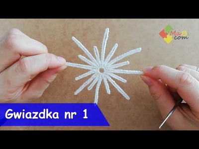 Prosta szydełkowa gwiazdka nr 1. Simple crochet snowflake