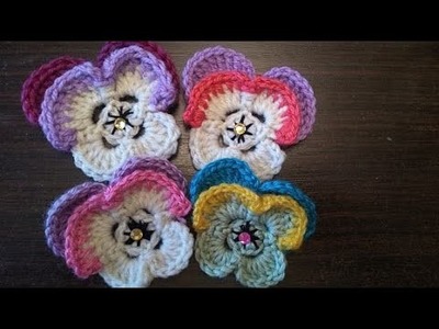 Szydełkowe bratki-crochet pansy flower