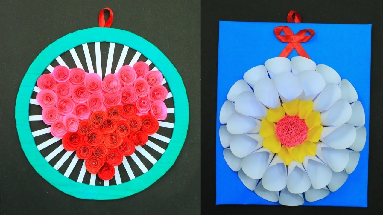 Top 2 Easy Wall Hanging Ideas | Wall Hanging Craft Ideas | Paper Crafts | कागज के फूल |কাগজের ফুল
