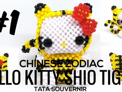Tutorial: DIY How to Bead Hello Kitty Tiger Part 1. Hello Kitty de Miçangas. Kerajinan Manik Manik