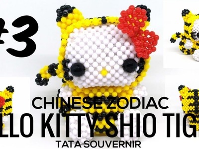 Tutorial: DIY How to Bead Hello Kitty Tiger Part 3. Hello Kitty de Miçangas. Kerajinan Manik