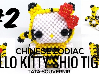 Tutorial: DIY How to Bead Hello Kitty Tiger Part 2. Hello Kitty de Miçangas. Kerajinan Manik