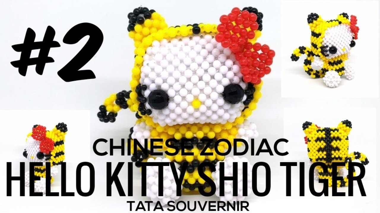Tutorial: DIY How to Bead Hello Kitty Tiger Part 2. Hello Kitty de Miçangas. Kerajinan Manik