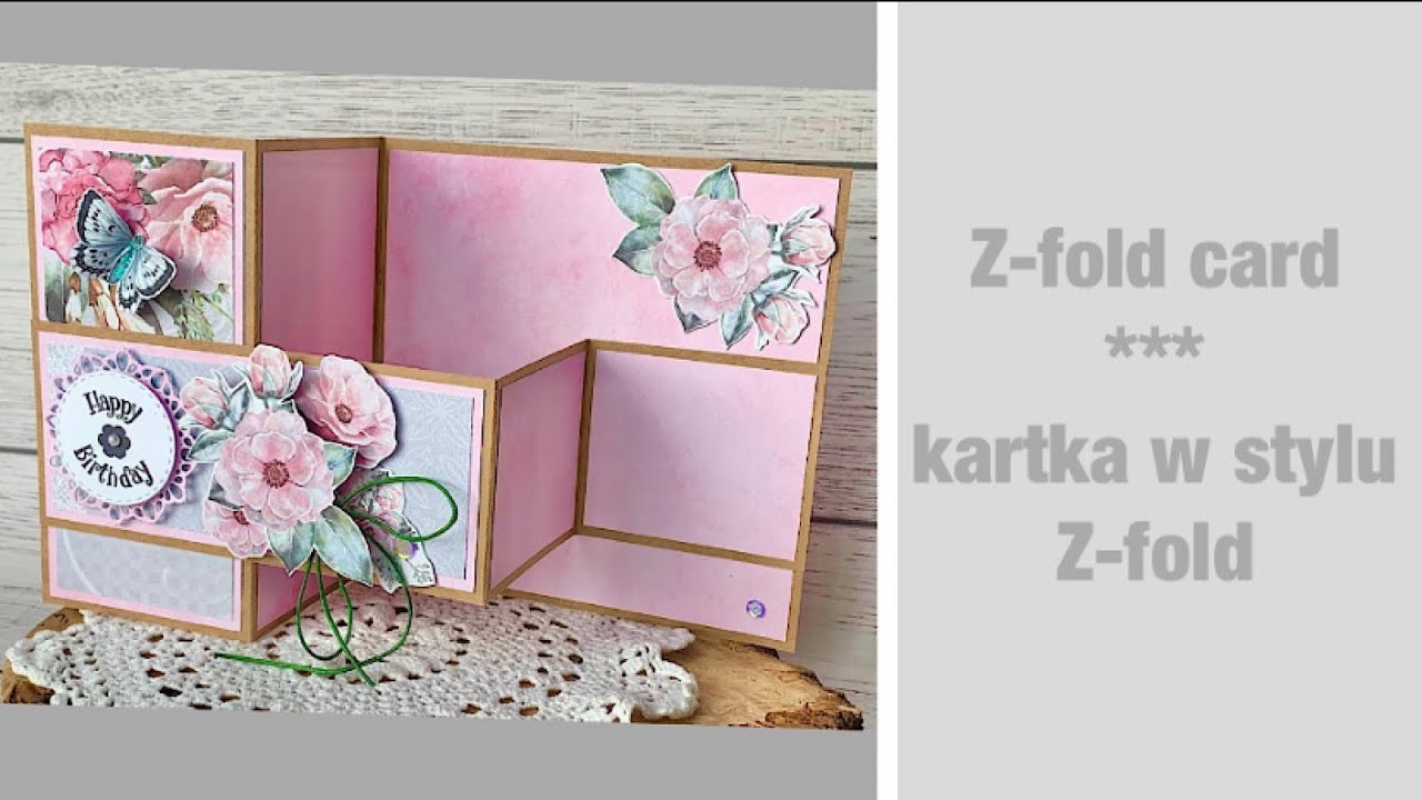 Urodzinowa kartka w stylu Z-fold #zfold #papermona #kartkaurodzinowa #altairart #skarbnicapomysłów