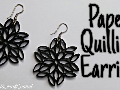 Quilling Earring. handmade Earring. quilling black earring. quilling flower earring