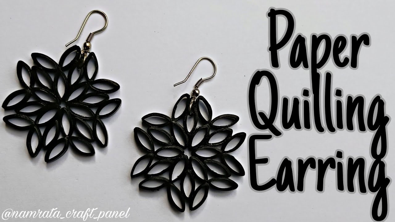 Quilling Earring. handmade Earring. quilling black earring. quilling flower earring