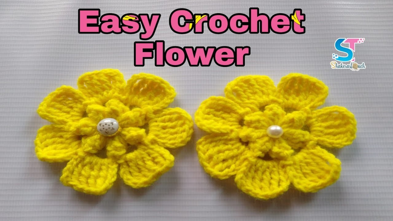 Easy Crochet Flower. Easy crochet flower tutorial for beginners. কুশিকাটার ফুল।