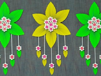 Easy & Quick Paper Flower Wallhanging Craft Ideas-Diy Room Decoration | কাগজের ফুল