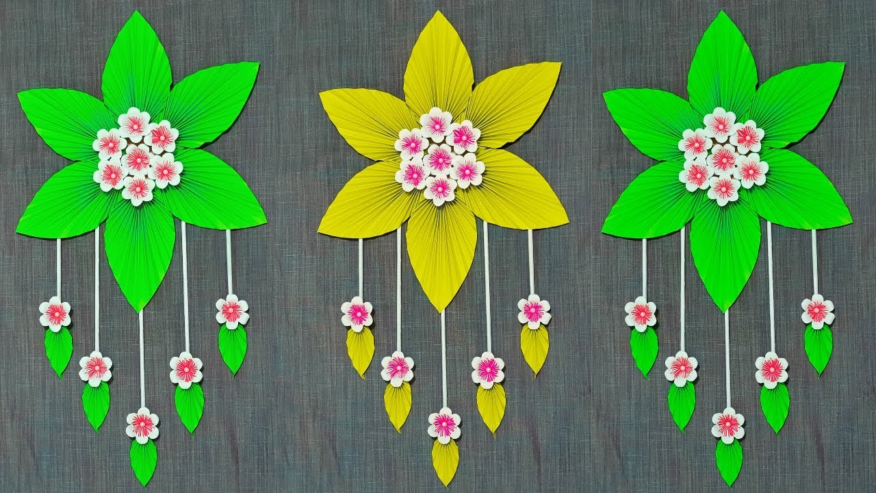 Easy & Quick Paper Flower Wallhanging Craft Ideas-Diy Room Decoration | কাগজের ফুল