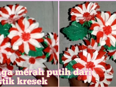 Bunga merah putih dari plastik kresek. 