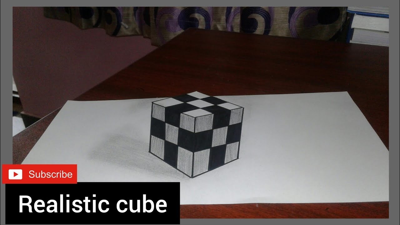 3D trick on paper " Realistic  cube " #trending #art #design #3d #drawing