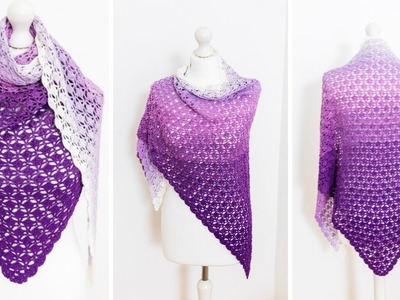 EASY Crochet Shawl Tutorial (RELAXING 2-row repeat, 1 cake of yarn only!)