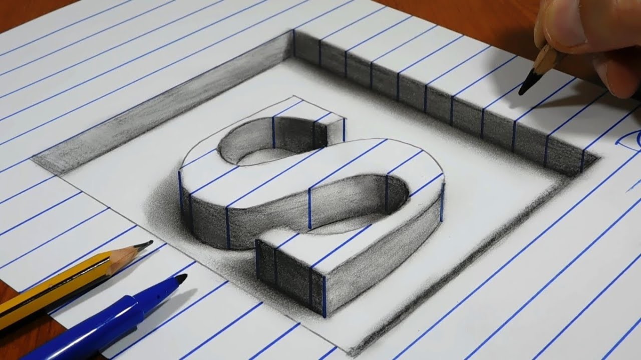 3D Trick Art On Line Paper, Letter S