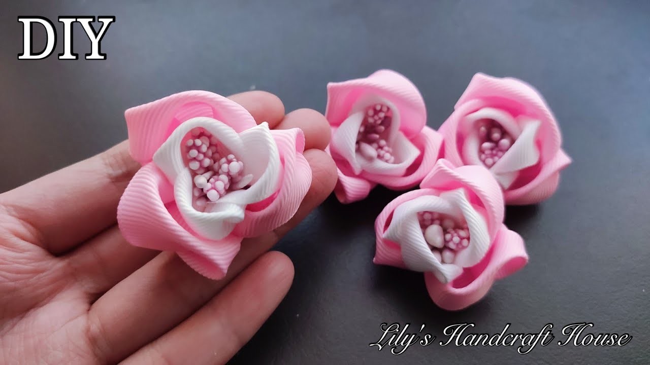 DIY grosgrain ribbon flower.手作髮飾.Mk.Flor de fita