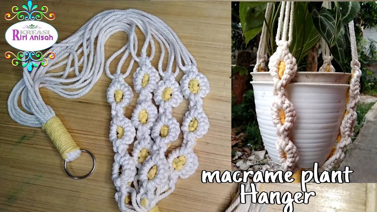 Gantungan pot macrame motif bunga | macrame flower Plant Hanger | Daisy flower