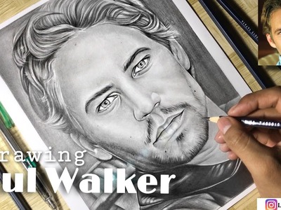 DIBUJO DE PAUL WALKER REALISTA A LAPIZ "RAPIDO Y FURIOSO "