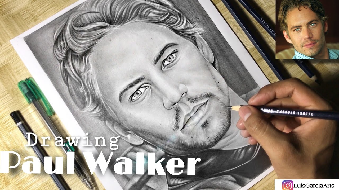 DIBUJO DE PAUL WALKER REALISTA A LAPIZ "RAPIDO Y FURIOSO "