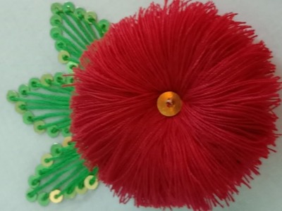 Yasmeen art's hand embroidery pom pom flower ????